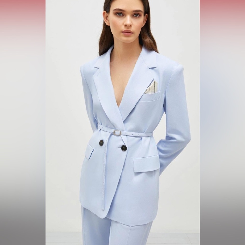 NWT MARELLA  Manisa Double-Breasted Blazer Light Blue